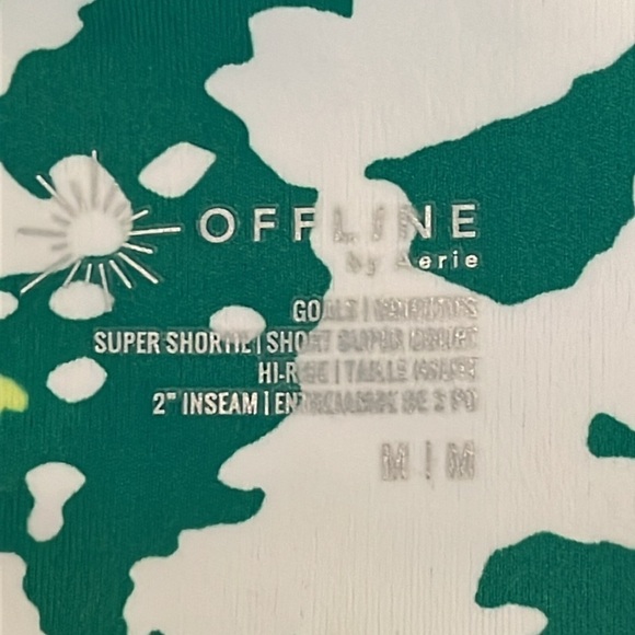 aerie | Green, White & Yellow Graphic Bike Shorts Size Medium Yoga Run Athletic - Picture 5 of 6